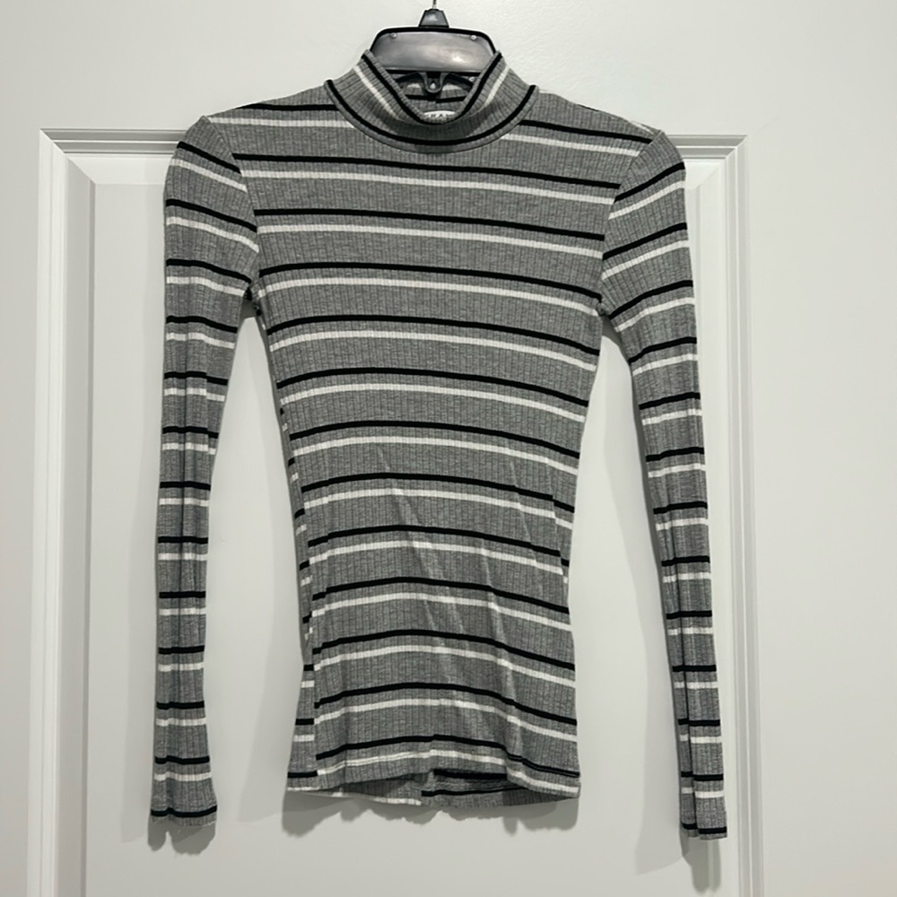 FRAME Striped Ribbed Turtleneck top
